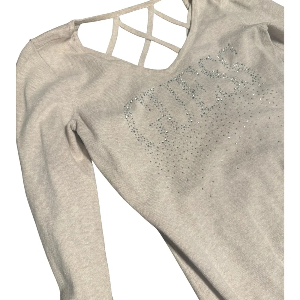 Guess Cream Knit Top with Logo Detail - Picture 2 of 4